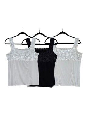 Patricia Lingerie Women's Lace Trim Camisole Tank Top Bundle Multi L